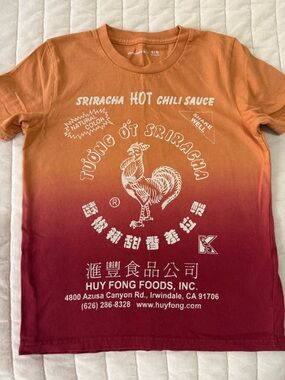 Abercrombie Kids Sriracha Hot Chili Sauce Graphic Tee - Red to Orange Ombre
